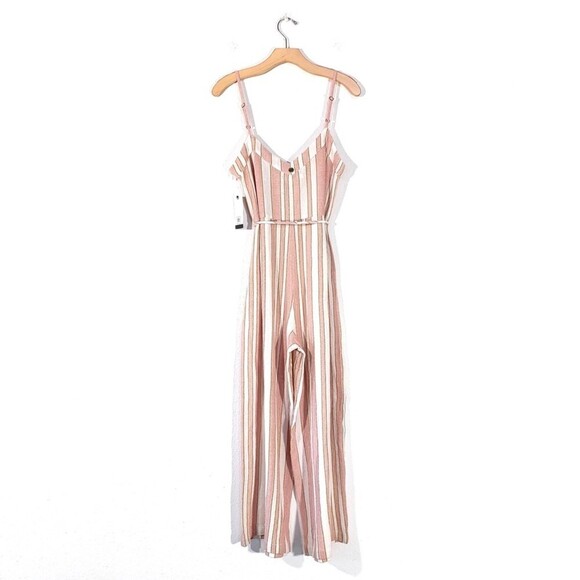 NWT Rip Curl Boho Palm Belted Jumpsuit Wide Leg Ankle Crop Medium Vintage Stripe - Picture 8 of 14